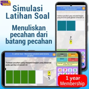 Latihan Soal-MP06–Menuliskan Pecahan–menggunakan bentuk kongrit model batang pecahan - membership 4 bulan