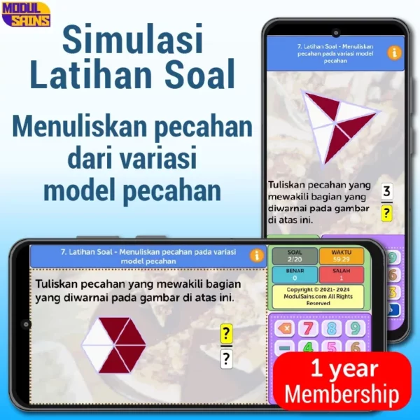 Latihan Soal-MP07-Menuliskan pecahan pada variasi model pecahan-membership 1 tahun