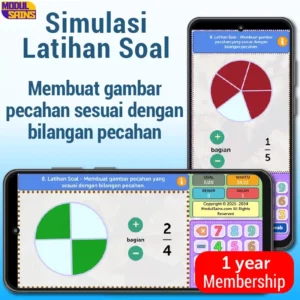 Latihan Soal -MP08– Menentukan gambar pecahan yang sesuai dengan bilangan pecahan - 1 tahun