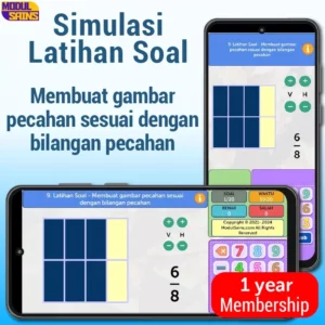 Latihan Soal -MP09– Membuat gambar pecahan model kotak pecahan sesuai bilangan pecahan - membership 1 tahun