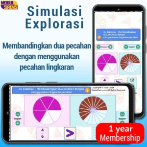 Simulasi Explorasi - MP11- Membandingkan dua pecahan dengan menggunakan lingkaran pecahan - membership 1 tahun