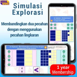 Simulasi Explorasi-MP12- Membandingkan dua pecahan dengan menggunakan kotak pecahan - membership 1 tahun