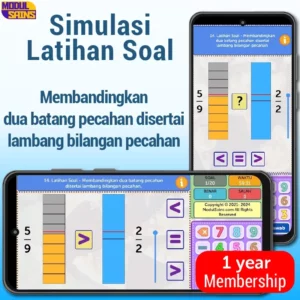 Latihan Soal -MP14- Membandingkan dua batang pecahan yang disertai lambang bilangan pecahan - membership 1 tahun