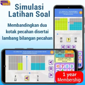 Latihan Soal-MP16- Membandingkan dua kotak pecahan yang disertai lambang bilangan pecahan - membership 1 tahun