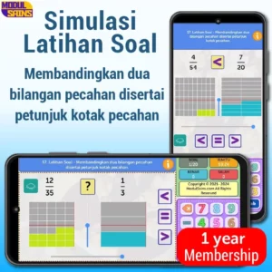 Latihan Soal –MP17- Membandingkan dua bilangan pecahan disertai dengan bantuan model pecahan kotak - membership 1 tahun