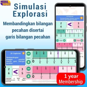 Simulasi Explorasi -MP18– Membandingkan bilangan pecahan disertai garis bilangan- membership 1 tahun