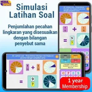 Latihan Soal -MP22– Penjumlahan bilangan dan lingkaran pecahan dengan penyebut sama - membership 1 tahun