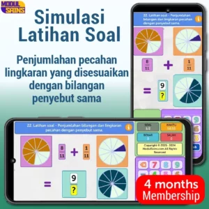 Latihan Soal -MP22– Penjumlahan bilangan dan lingkaran pecahan dengan penyebut sama - membership 4 bulan