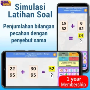 Latihan Soal Penjumlahan pecahan dengan penyebut sama - membership 1 tahun - MP23