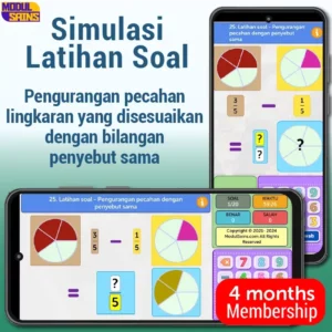 Latihan Soal Pengurangan bilangan dan lingkaran pecahan dengan penyebut sama - membership 4 bulan - MP25