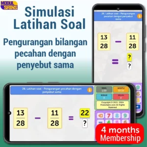 Latihan Soal Pengurangan pecahan dengan penyebut sama - membership 4 bulan  - MP26