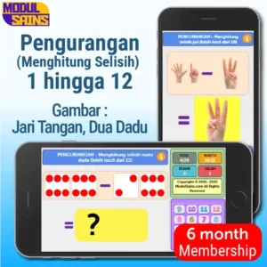 Pengurangan (menghitung selisih) 1 hingga 12 (jari tangan & mata dadu) - membership 6 bulan