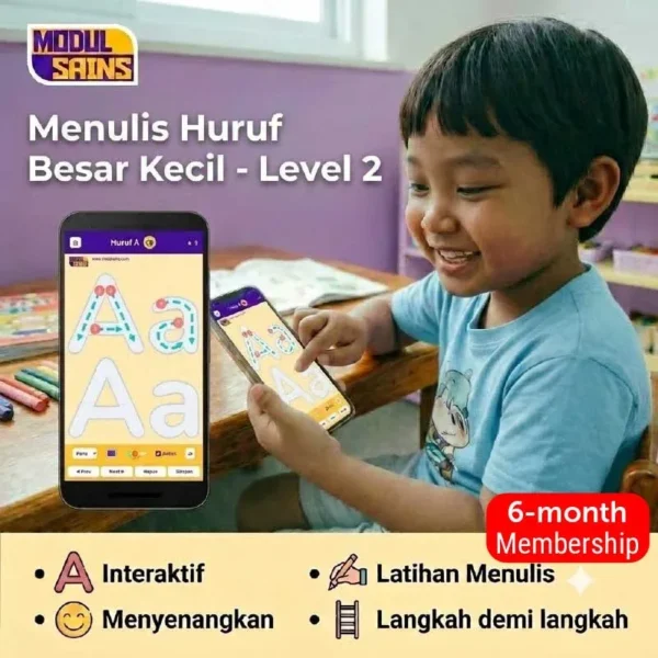 Menulis Huruf Besar Kecil - Level 2 - membership 6 bulan
