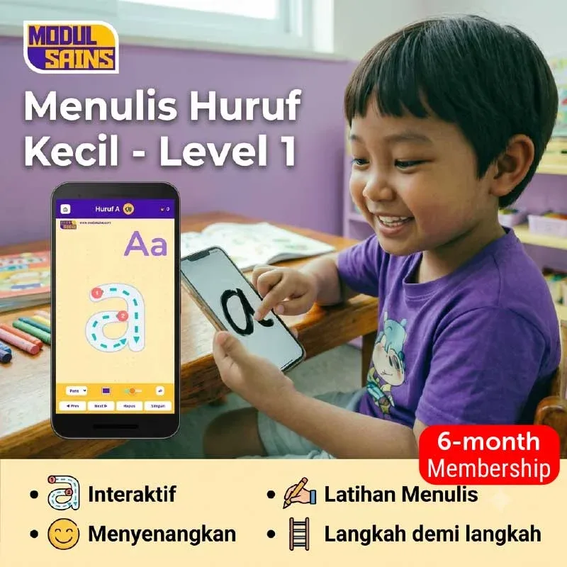 Menulis Huruf Kecil - Level 1 - membership 6 bulan